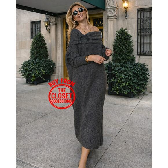 ZARA Off-the-Shoulder Knit Midi Dress NWT Gray Size S and M - Picture 10 of 16